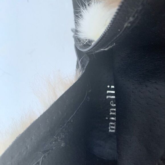 NEW MINELLI BLACK SUEDE HEELED BOOTS WITH FUR - Picture 7 of 8